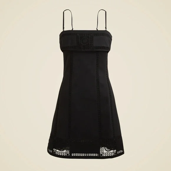 New JCREW Size 2 Crochet Panel Mini Dress in Black $268 CL647 - Picture 2 of 7